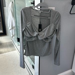 Cute grey twist top